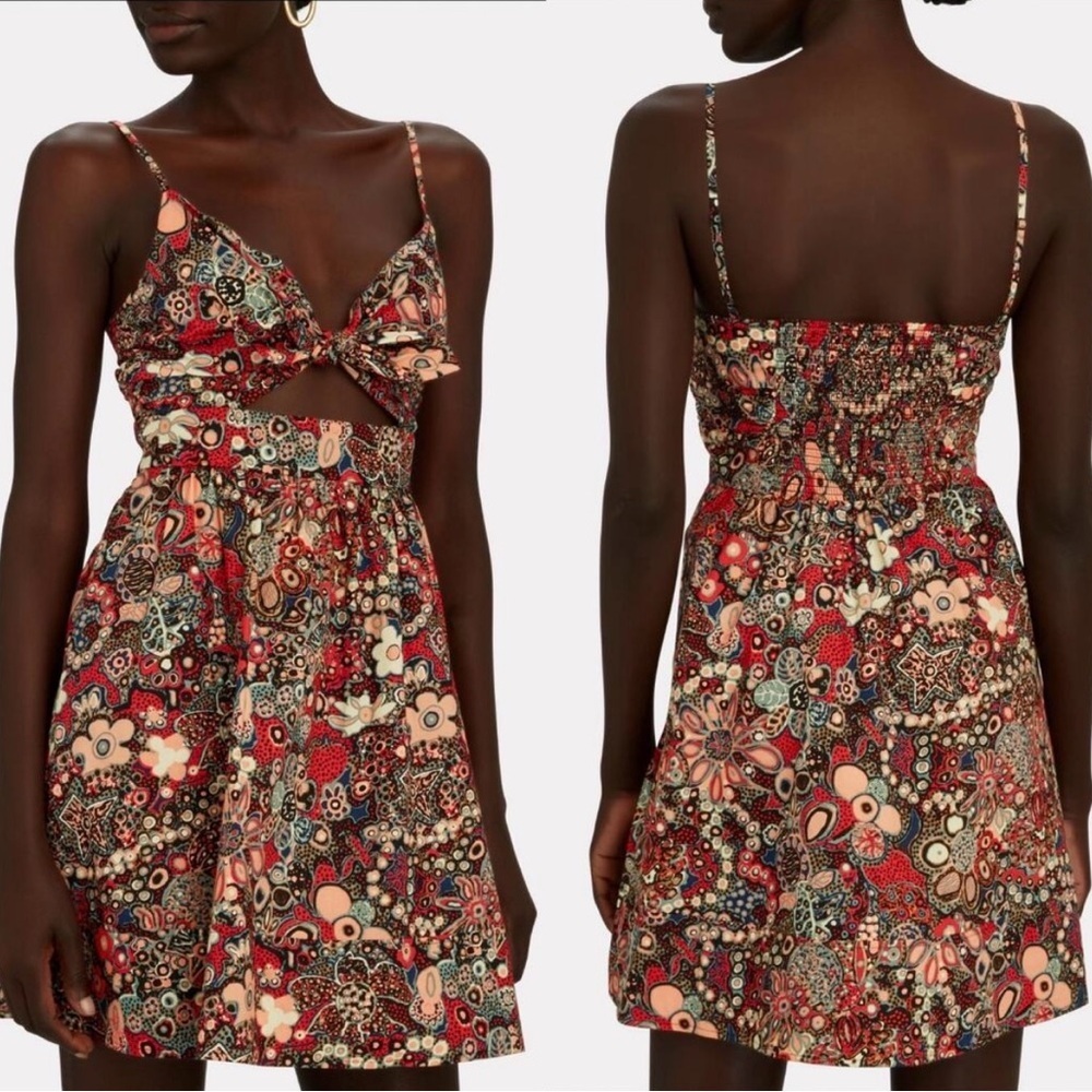 A.L.C. Dani Floral Cotton Cutout Mini Dress in Sangria Multi Size 14